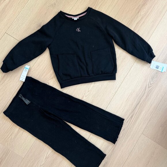 Calvin Klein Girls 2-Piece Set – Size 5T, Sweatshirt + Ribbed Pants, New w/ tags - Picture 4 of 7
